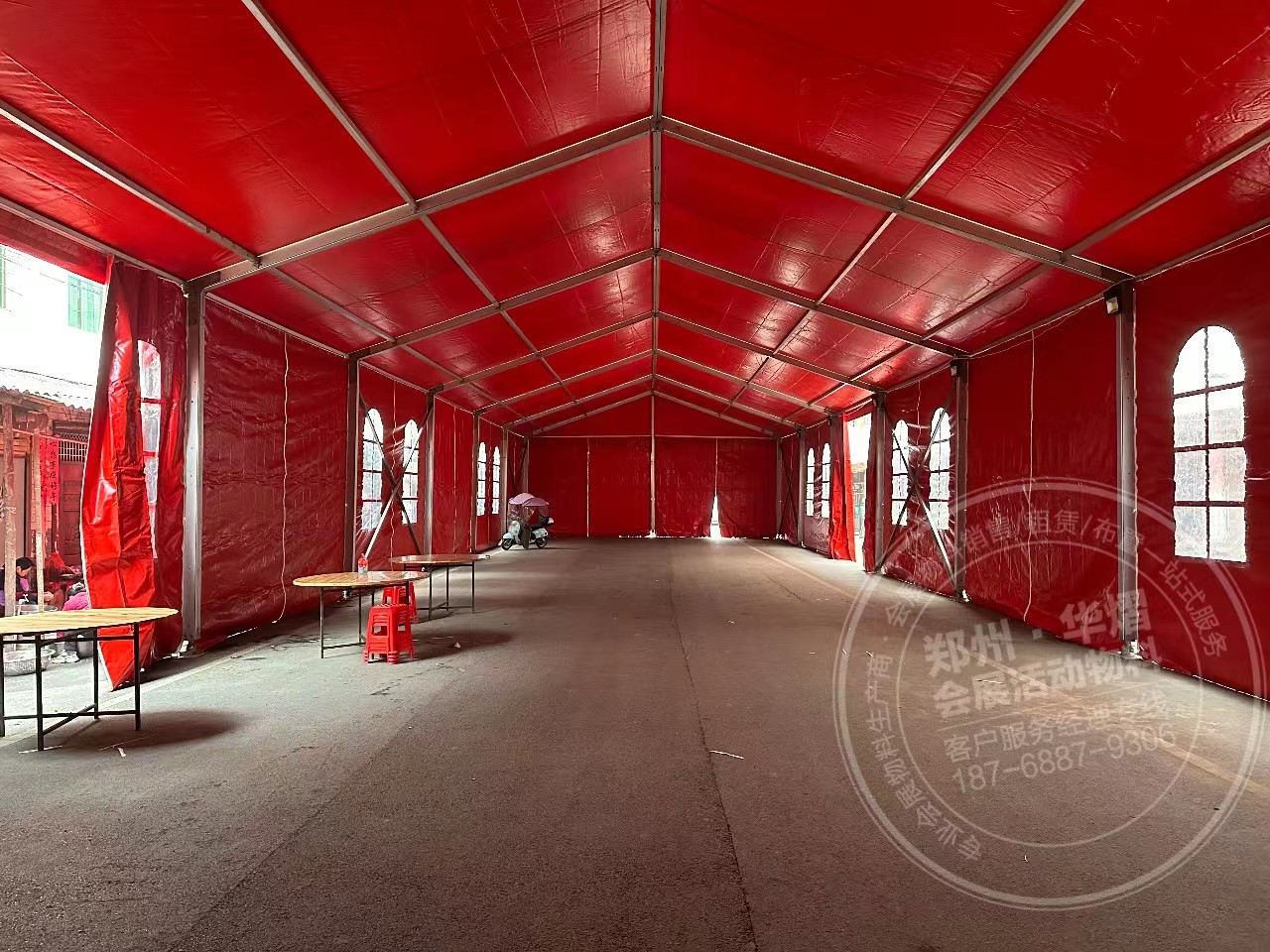 <b>登封篷房租赁登封10米跨度红色篷房搭建</b>